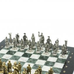 Шахматы подарочные "Галлы и Римляне" 36х36 см из мрамора и змеевика