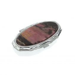 Таблетница эллипс на 2 отделения камень родонит 6х3,5х2 см