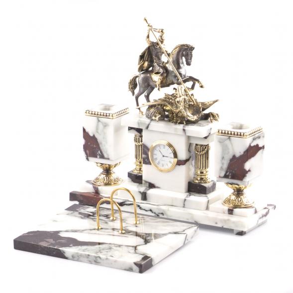 Письменный прибор из натурального мрамора и бронзы &amp;quot;Георгий Победоносец&amp;quot; 121412