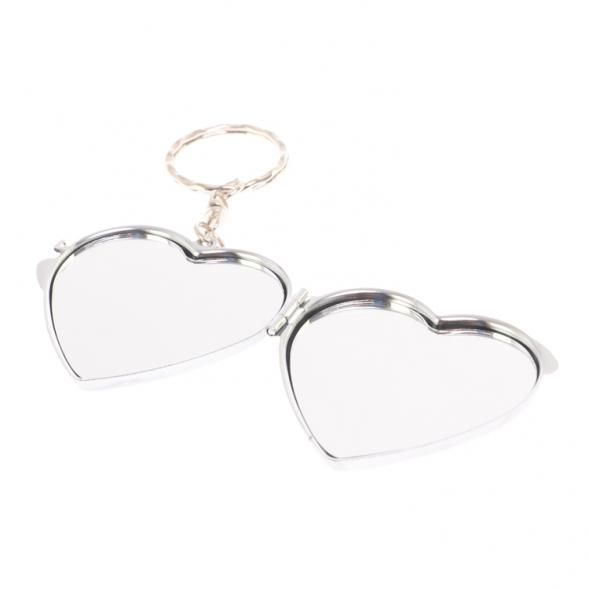 Складное зеркало брелок из сиреневого флюорита сердце 126593