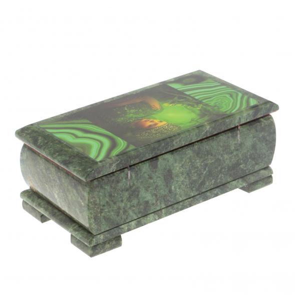 Шкатулка &amp;quot;Хозяйка медной горы&amp;quot; с иллюстрацией под малахит 18х9х8 см 127125