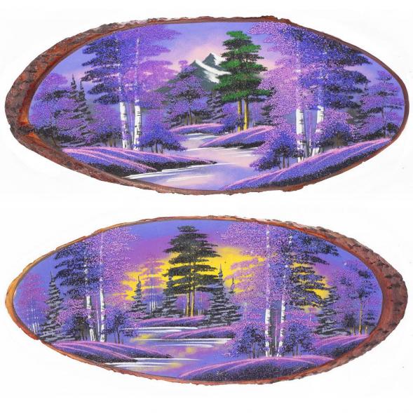 Панно на срезе дерева &amp;quot;Рассвет&amp;quot; горизонтальное 45-50 см каменная крошка 112663