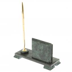 Настольная визитница из камня змеевик