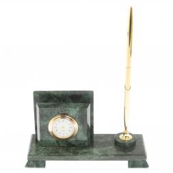 Настольная визитница из камня змеевик