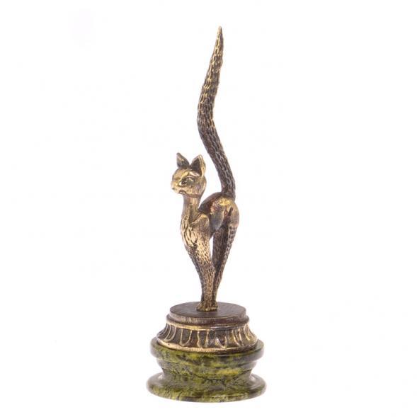 Статуэтка &amp;quot;Кошка с длинным хвостом&amp;quot; бронза змеевик 125215