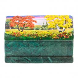 Шкатулка с расписной крышкой Осень 10,5х6,5х5 см