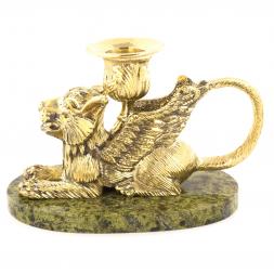 Настольный подсвечник "Грифон" из бронзы и камня