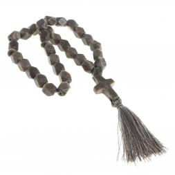 Четки с крестом из серого обсидиана 33 бусины грань