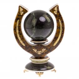 Композиция "Подкова" с шаром камень змеевик