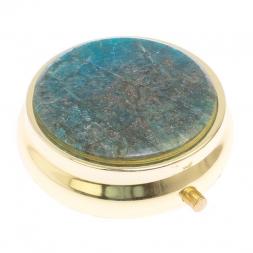 Таблетница на 3 отсека камень голубой апатит цвет золото