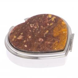 Таблетница &amp;quot;Сердце&amp;quot; на 3 отделения камень авантюрин цвет серебро