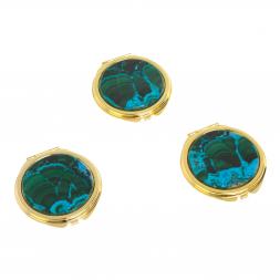 Зеркальце круглое из малахита с хризоколлой цвет золото