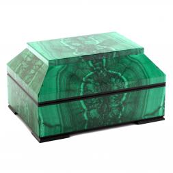 Малахитовый ларец &amp;quot;Люкс&amp;quot; из натурального камня малахит 17х12,5х9,5 см