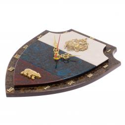 Часы настенные &amp;quot;Флаг РФ&amp;quot; лабрадорит, змеевик, мрамор