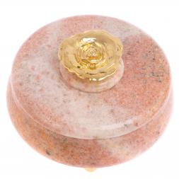 Шкатулка с декором из бронзы &amp;quot;Роза&amp;quot; из розового мрамора
