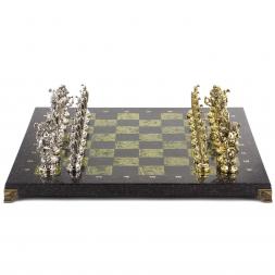 Шахматы подарочные "Рыцари крестоносцы" доска 44х44 см из камня змеевик