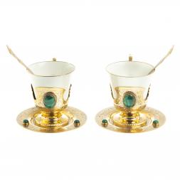 Кофейный / чайный набор &amp;quot;Малахит&amp;quot; на 2 персоны 200 мл Златоуст