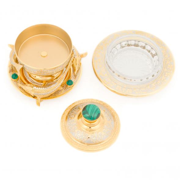 Икорница &amp;quot;Три стерлядки&amp;quot; камень малахит Златоуст 116464