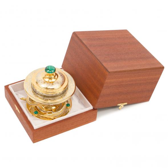 Икорница &amp;quot;Три стерлядки&amp;quot; камень малахит Златоуст 116464