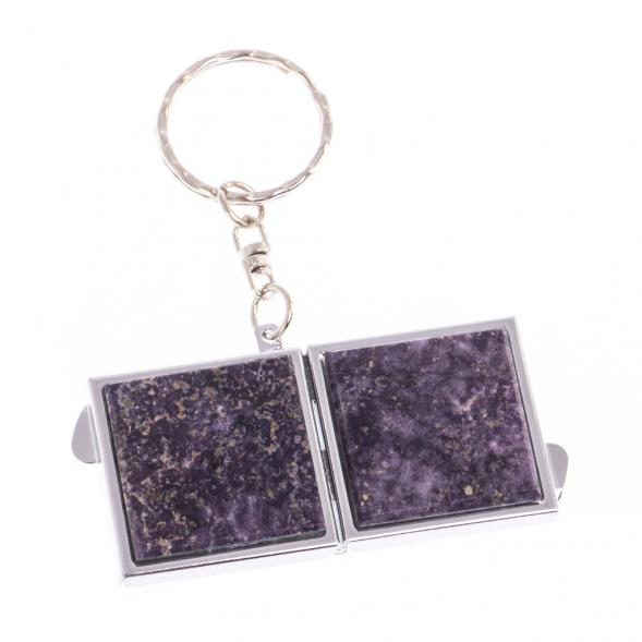 Складное зеркало брелок из сиреневого флюорита квадратное 126595