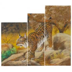 Картина модульная на камне &amp;quot;Рысь&amp;quot; 70х80 см