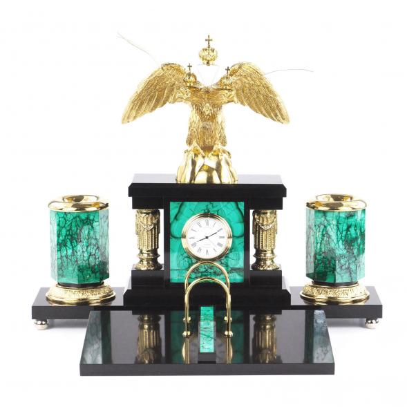 Настольный прибор из малахита &amp;quot;Двуглавый орел&amp;quot; 120936