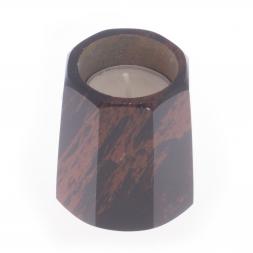 Подсвечник из обсидиана со свечой 6х6х7 см