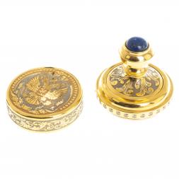 Оснастка для печати "Герб России" камень лазурит Златоуст