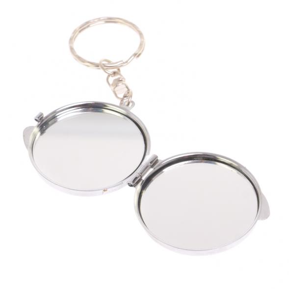 Складное зеркало брелок из сиреневого флюорита круглое 126596