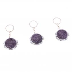 Складное зеркало брелок из сиреневого флюорита круглое