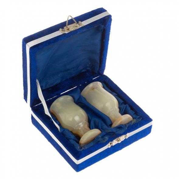 Набор рюмок из оникса в футляре 2 шт 20 мл 3,8х7 см (1,5х3) 125614