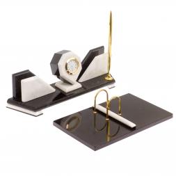 Настольный набор из камня &amp;quot;Эталон&amp;quot; белый мрамор