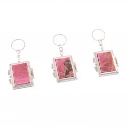 Складное зеркало брелок из родонита прямоугольное