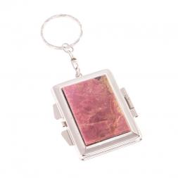 Складное зеркало брелок из родонита прямоугольное