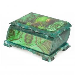 Шкатулка Хозяйка медной горы с иллюстрацией под малахит н3 22х13х9 см