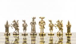 Шахматы "Средневековье" доска 44х44 см камень змеевик