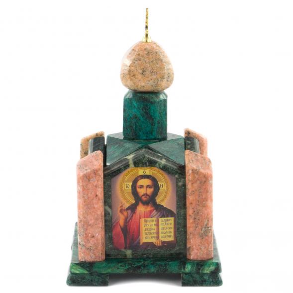 Шкатулка &amp;quot;Часовня&amp;quot; змеевик мрамор 14х14х24 см 120503