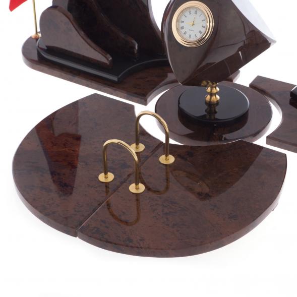 Письменный прибор &amp;quot;Лидер&amp;quot; камень обсидиан коричневый 121958