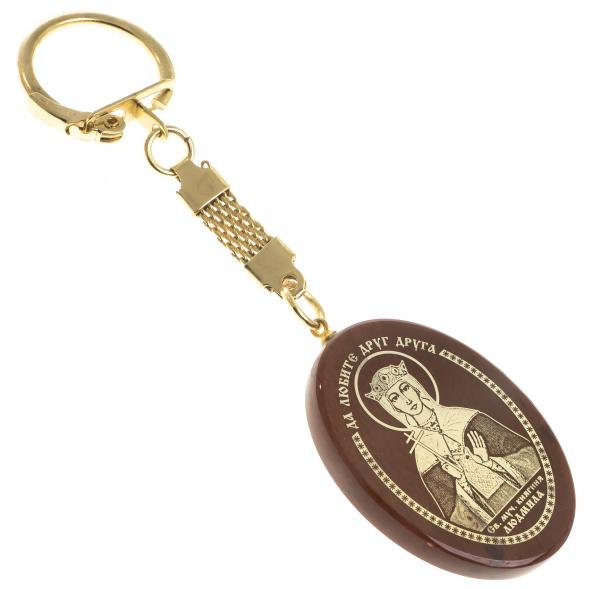 Брелок-оберег с молитвой &amp;quot;Св. мученица Людмила&amp;quot; камень обсидиан 123091