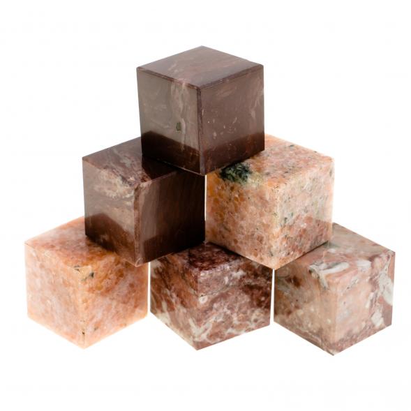 Камни для виски 6 кубиков микс лемезит, креноид, розовый мрамор 123465