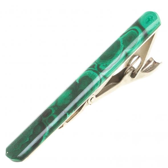 Зажим для галстука с камнем малахит 123816