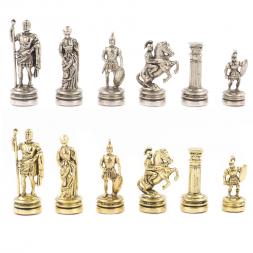 Шахматный набор "Римляне" доска 28х28 см мрамор и лемезит фигуры цвет золото-серебро