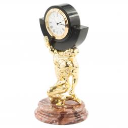 Декоративные часы из камня и бронзы "Атлант" креноид