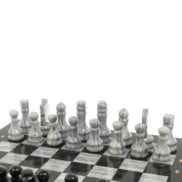 Шахматы с каменными фигурами мрамор гранит 44х44 см 129769