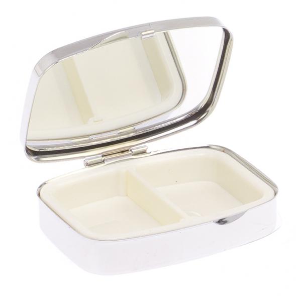 Таблетница на 2 отделения камень змеевик цвет серебро 125541