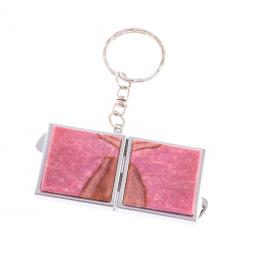 Складное зеркало брелок из родонита квадратное