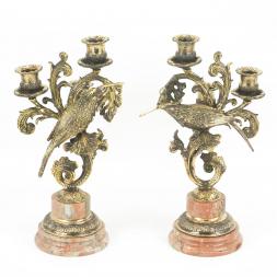 Канделябры из бронзы и камня креноид &amp;quot;Колибри&amp;quot;