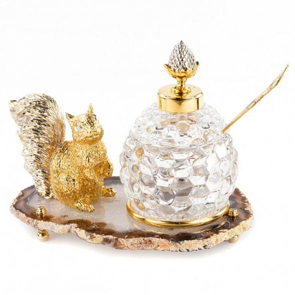 Медовница &amp;quot;Золотая белка&amp;quot; камень агат бронза Златоуст 119644