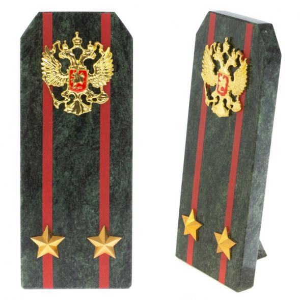 Сувенир погон &amp;quot;Подполковник ВС&amp;quot; камень змеевик 128990