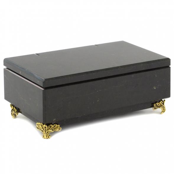 Шкатулка из черного змеевика 12х7х5 см 120532